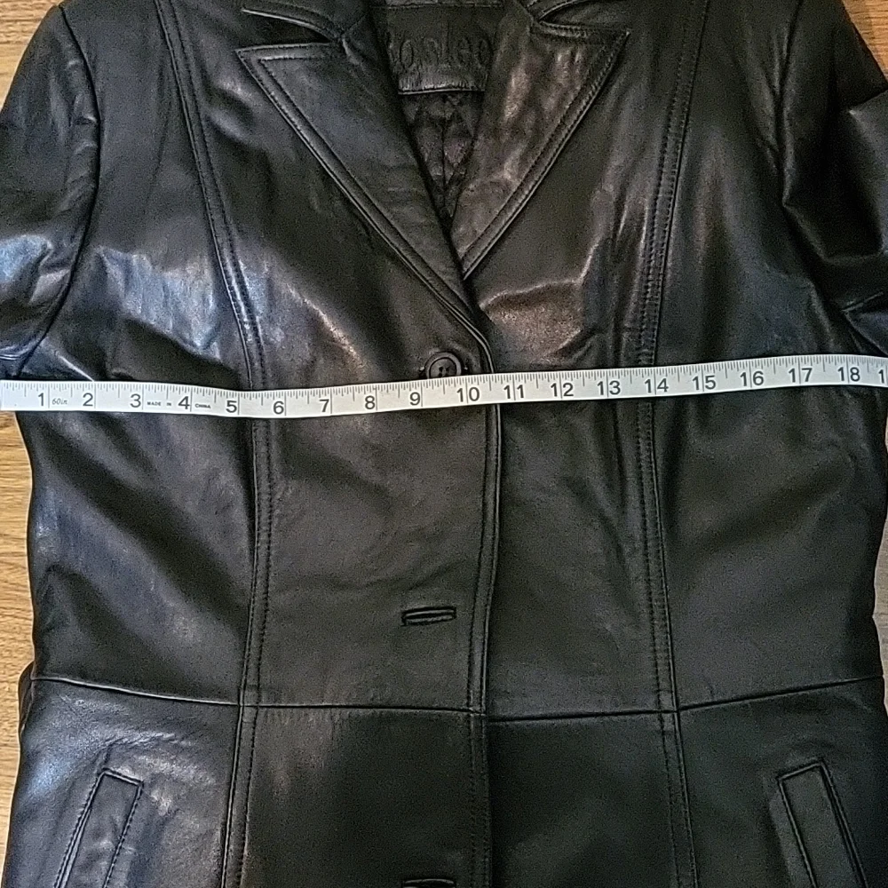 ROSLEEN Mid Length Soft Leather Jacket Belted Buttons - Picture 11 of 15